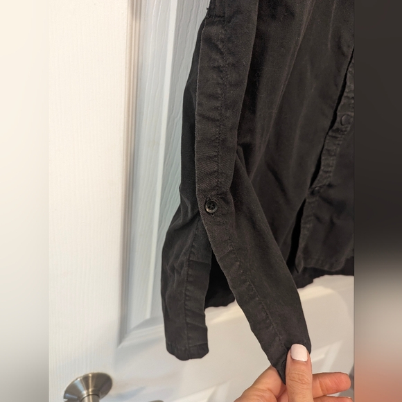 Standard cloth men's button down snap closure front pockets cotton black size L - Picture 6 of 11